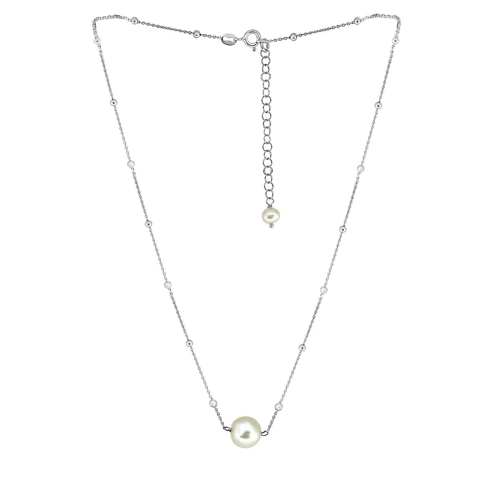 Collier en argent sterling avec perles d'eau douce grises de 3 à 10,5 mm