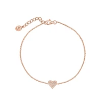 Rose Gold Over Sterling Silver & 0.11 CT. T.W. Diamond Heart Bracelet