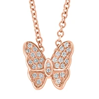 Rose Gold Over Sterling Silver & 0.1 CT. T.W. Diamond Butterfly Pendant Necklace