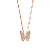 Rose Gold Over Sterling Silver & 0.1 CT. T.W. Diamond Butterfly Pendant Necklace