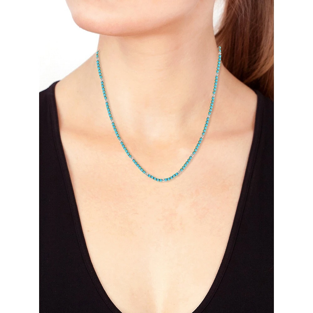 Collier en or jaune 14 carats, turquoise et diamant de 0,75 ct. TW