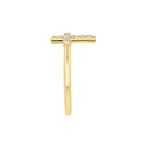 Yellow Gold Over Sterling Silver & 0.09 CT. T.W. Diamond Cross Ring