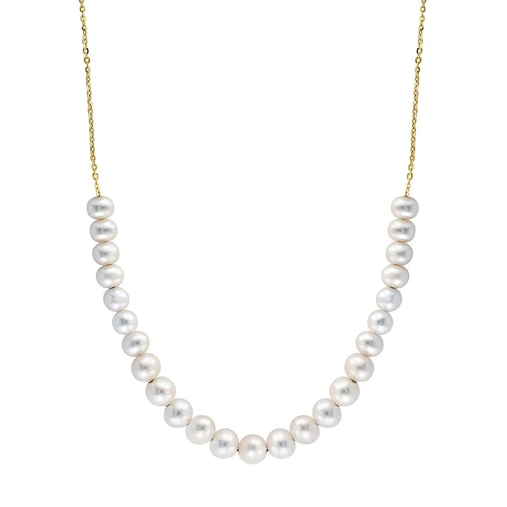 14K Yellow Gold & 5-6MM Freshwater Pearl Collar Necklace