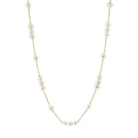 14K Yellow Gold & 6MM Freshwater Pearl Station Necklace