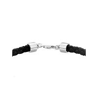 Men's Sterling Silver & Black Spinel Braided Leather Bracelet