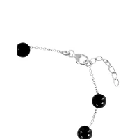 Sterling Silver & Onyx Station Bracelet