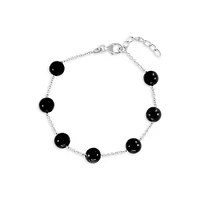 Sterling Silver & Onyx Station Bracelet