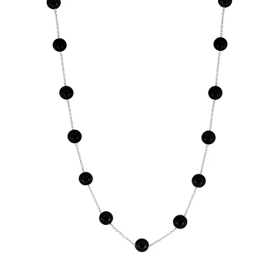 Sterling Silver & Onyx Station Necklace