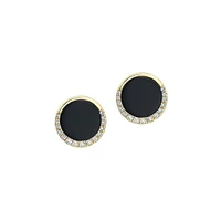 Boucles d'oreilles en or jaune 14 ct avec onyx et diamants de 1,05 ct PT