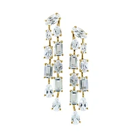 14K Yellow Gold & White Topaz Drop Earrings