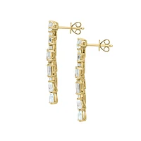 14K Yellow Gold & White Topaz Drop Earrings