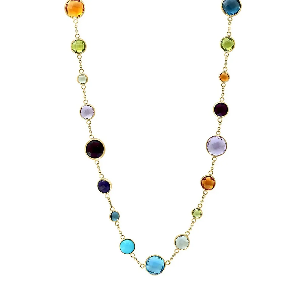 EFFY Collection EFFY® Balissima Multi-Gemstone Pendant Necklace (2 ct.  t.w.) in Sterling Silver and 18k Gold - Macy's
