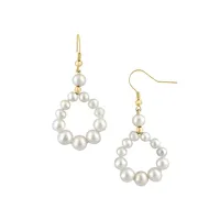 14K Yellow Gold & 4MM Freshwater Pearl Circular Drop Earrings