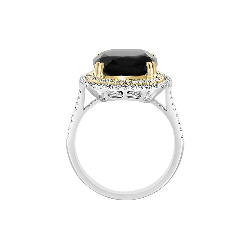 Bague en or 14 ct avec onyx et diamants de 0,49 ct (PT)