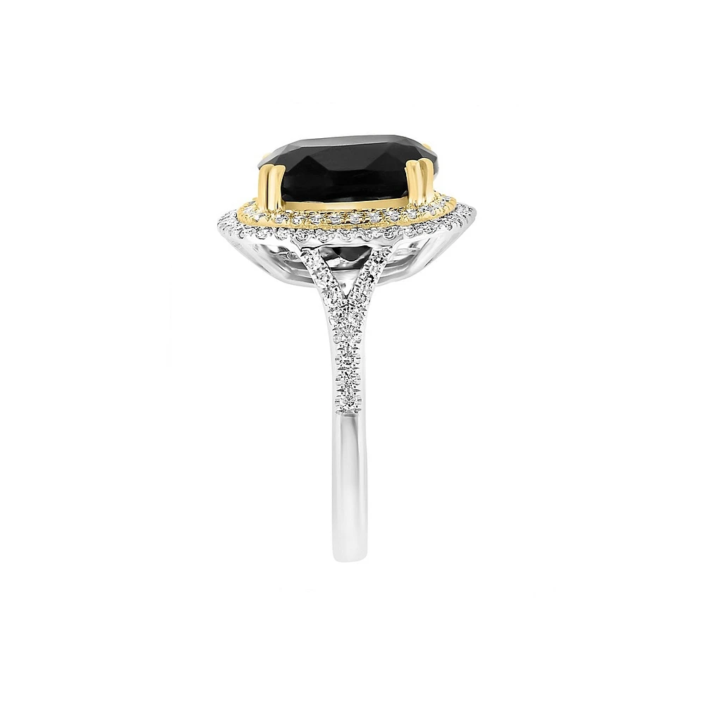 Bague en or 14 ct avec onyx et diamants de 0,49 ct (PT)