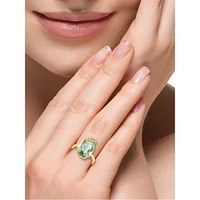 Bague en or jaune 14 carats, améthyste verte et diamant de 0,06 ct. TW