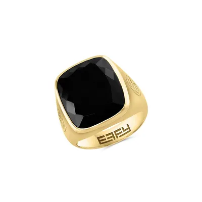 Men's Goldplated Sterling Silver and Onyx Signet Ring