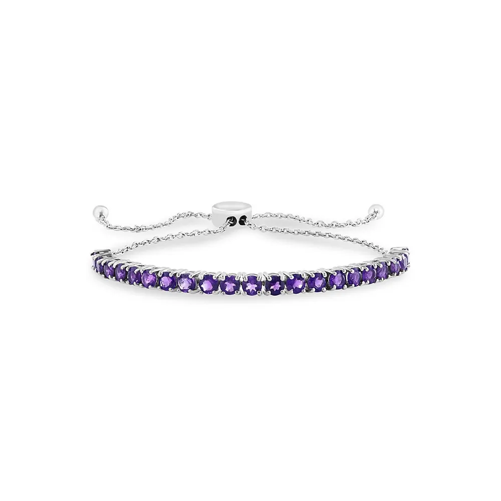 Sterling Silver & Amethyst Bolo Tennis Bracelet