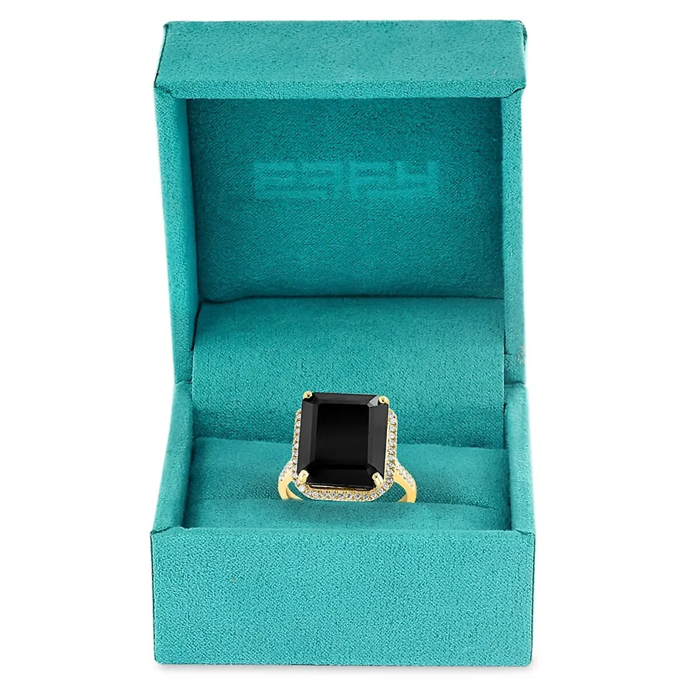 14K Yellow Gold, Onyx and 0.31 CT. T.W. Diamond Ring