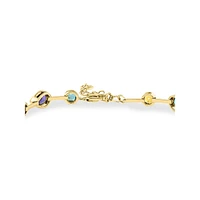 14K Yellow Gold Amethyst, Blue Topaz, London Blue Topaz, Citrine, Rhodolite, Peridot Candy Bracelet