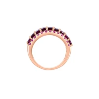 14K Rose Gold ,Rhodolite & Pink Sapphire Demi Eternity Ring