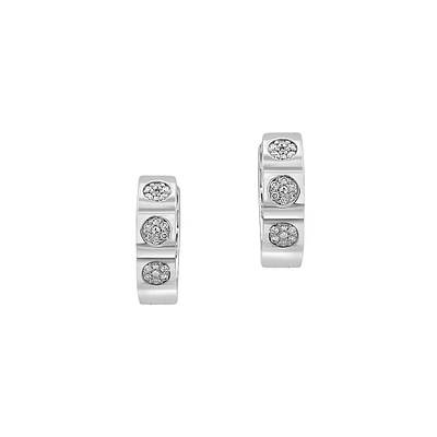 Sterling Silver & 0.12 CT. T.W. Diamond Huggie Earrings