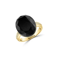 Bague de déclaration en or jaune 14 carats, 0,12 ct. TW, diamant et onyx