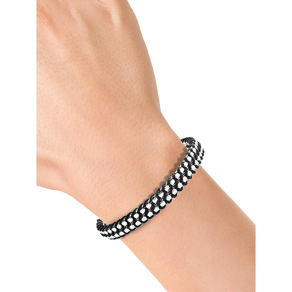 Sterling Silver & Black Rope Bracelet