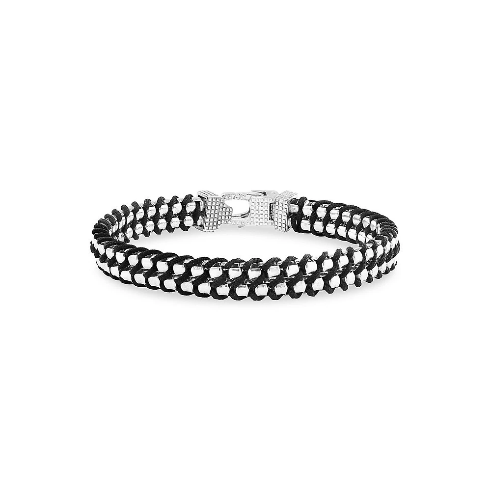 Sterling Silver & Black Rope Bracelet