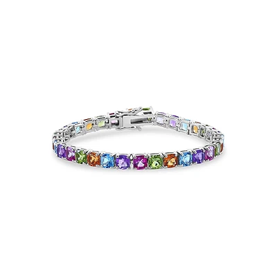 Sterling Silver & Multi-Gemstone Tennis Bracelet