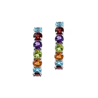 Sterling Silver & Semi-Precious Candy Stone Hoop Earrings