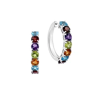 Sterling Silver & Semi-Precious Candy Stone Hoop Earrings