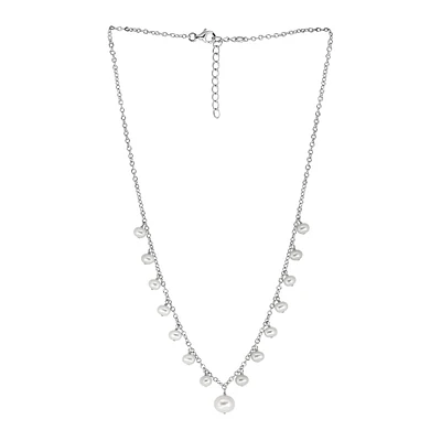 Sterling Silver & 5-9MM Freshwater Pearl Collar Necklace