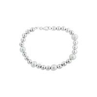 Sterling Silver & 7.5MM Freshwater Pearl Sequence Bead Bracelet