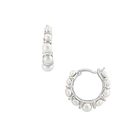 Sterling Silver & 2.5-4MM Freshwater Pearl Hoop Earrings