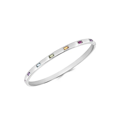 Sterling Silver Multistone Bangle Bracelet