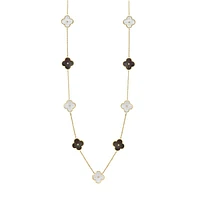 14K Yellow Gold, 0.04 CT. T.W. Diamond & Mother-Of-Pearl Quatrefoil Station Necklace