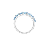 Sterling Silver & Blue Topaz Offset Baguette Ring