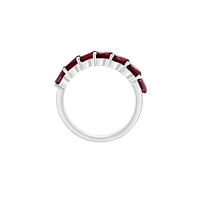 Sterling Silver & Garnet Offset Baguette Ring