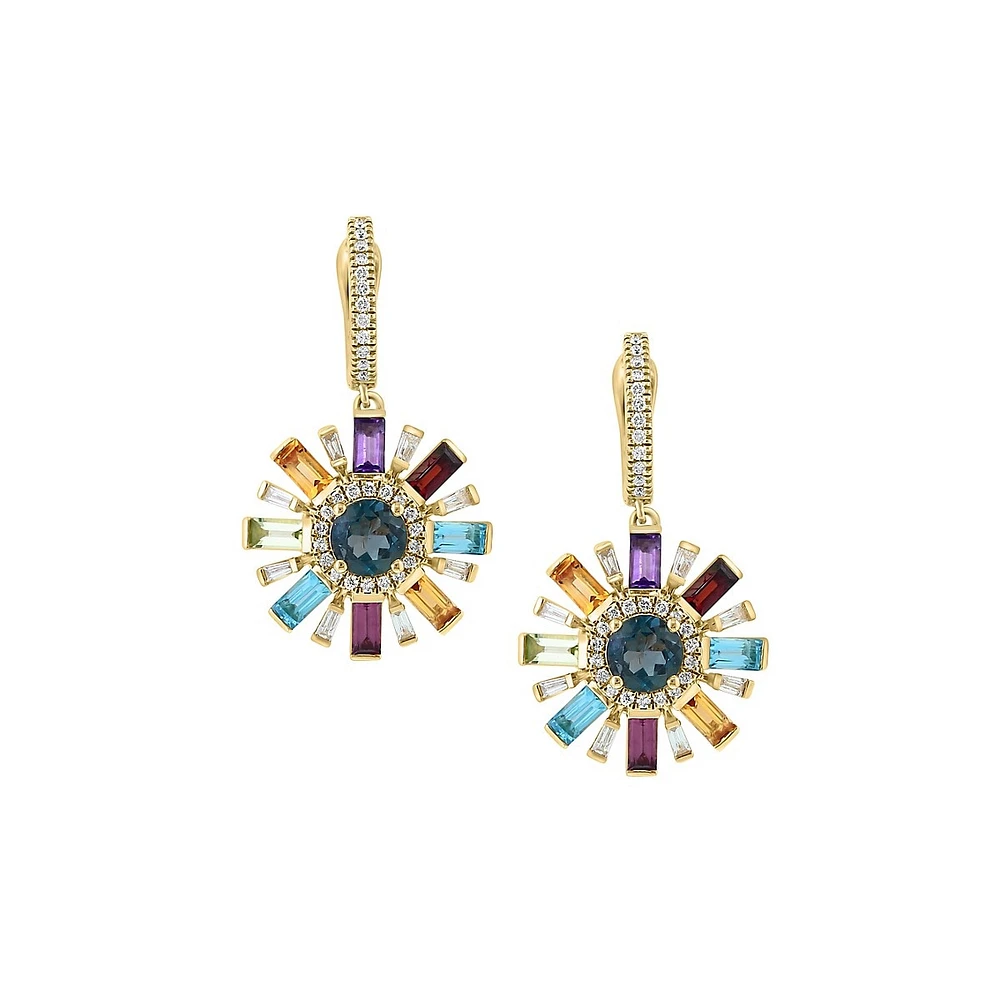 14K Yellow Gold & Multi-Stone Drop Earrings