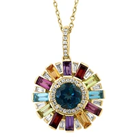 14K Yellow Gold & Multi-Stone Pendant Necklace