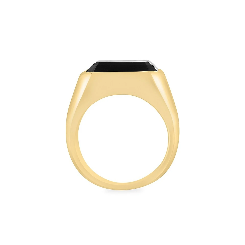 Goldplated Sterling Silver & Onyx Tonneau Ring