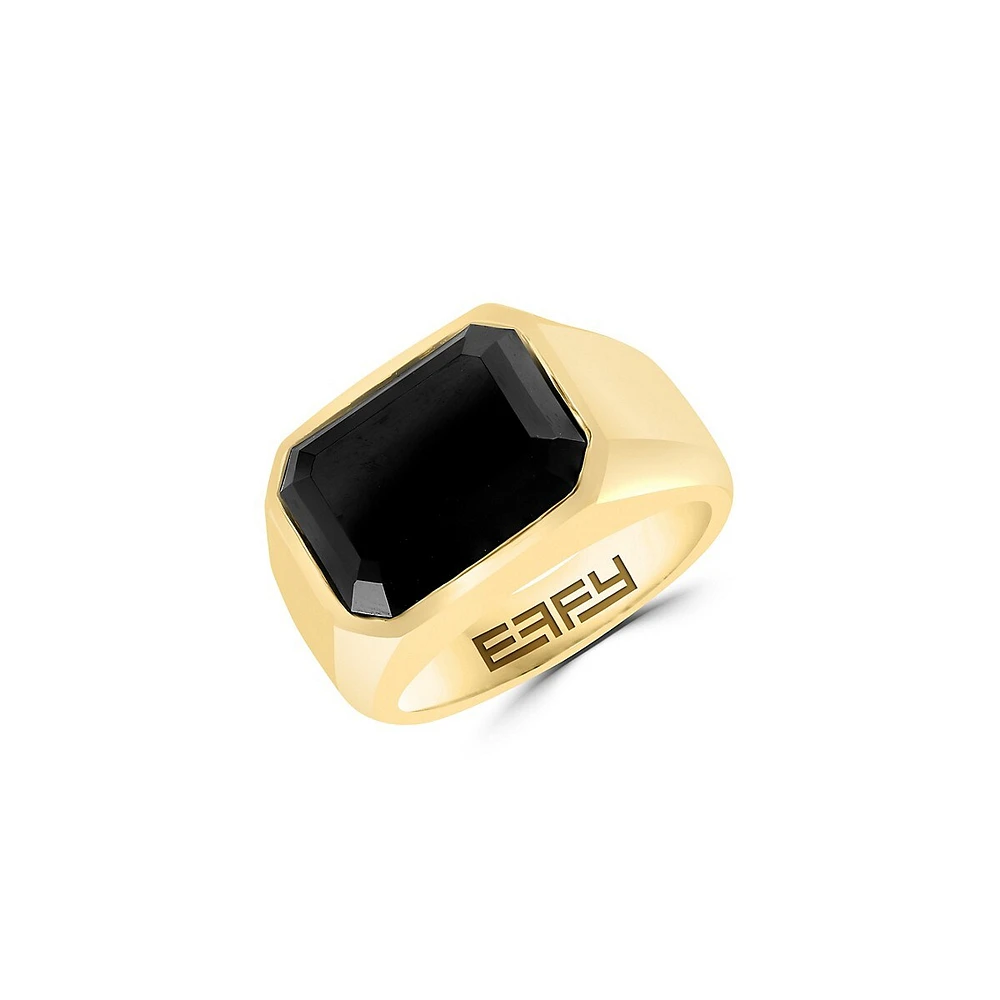 Goldplated Sterling Silver & Onyx Tonneau Ring