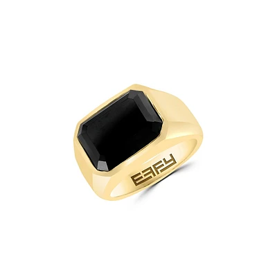 Goldplated Sterling Silver & Onyx Tonneau Ring