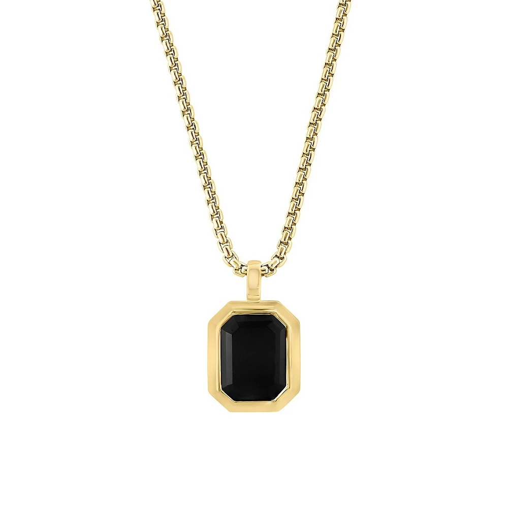 Men's Goldplated Sterling Silver & Black Onyx Pendant Necklace