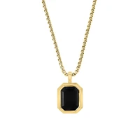 Men's Goldplated Sterling Silver & Black Onyx Pendant Necklace