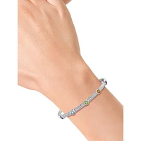 Sterling Silver Multistone Ribbed Bangle Bracelet