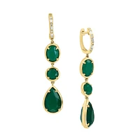 Pendants d'oreilles en or jaune 14 ct avec diamants de 0,1 ct (PT) et onyx vert