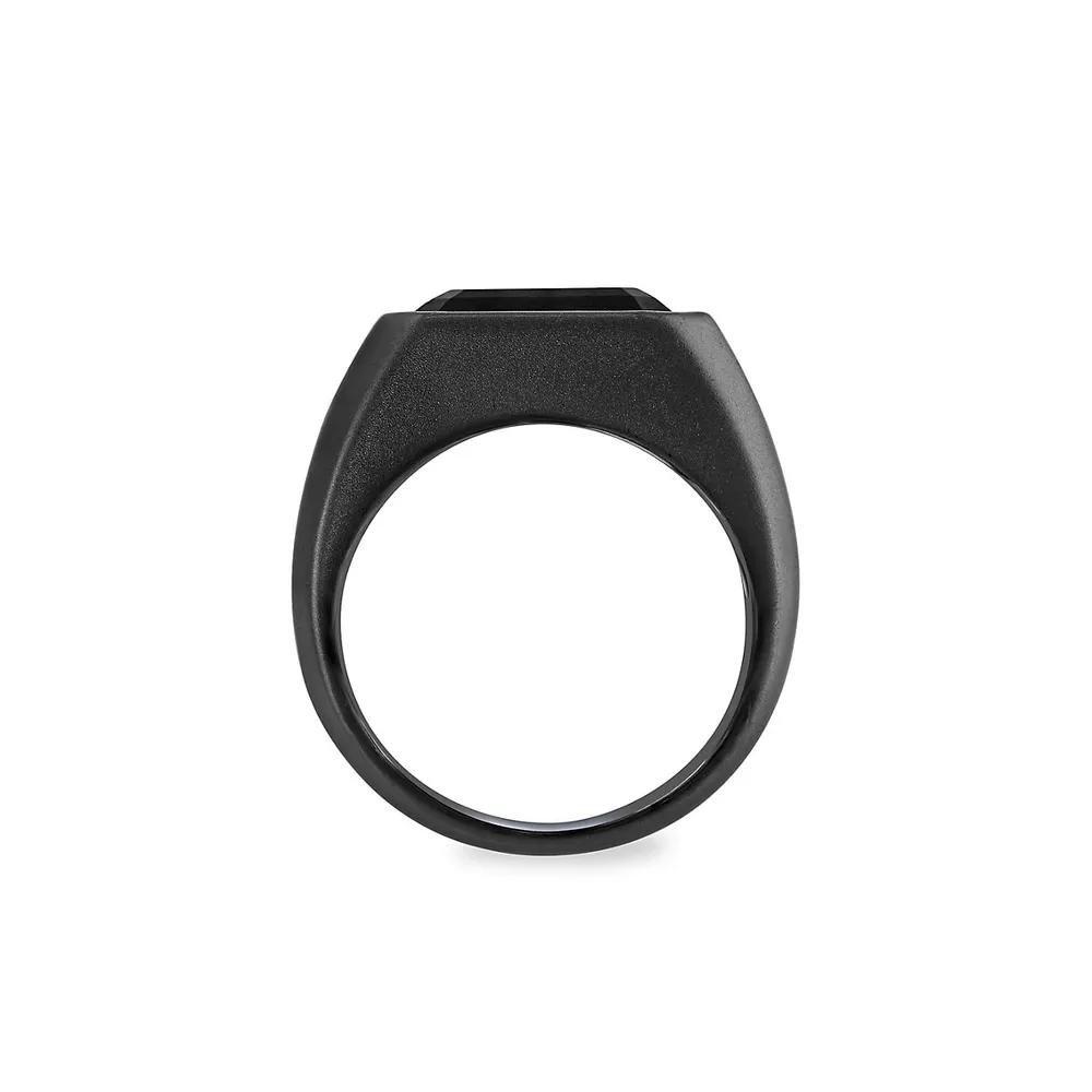 Men's Black Rhodium-Plated Sterling Silver & Onyx Signet Ring