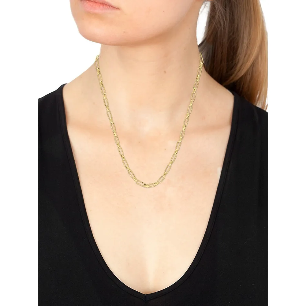 14K Goldplated Silver Textured-Link Chain Necklace - 22-Inch